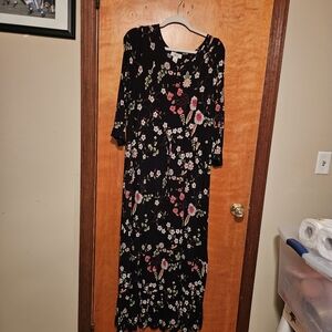 Style & Co. Brown Floral Long Sleeve Dress
